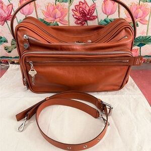 Acne Studios Large Leather Camero Bag, Cognac Brown